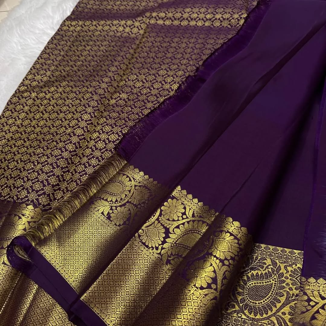Luxuriant Purple Soft Banarasi Silk Saree With Resplendent Blouse Piece