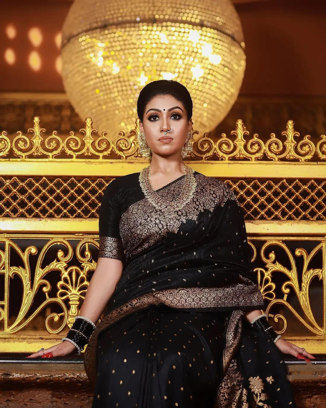 Outstanding Black Soft Banarasi Silk Saree With Angelic Blouse Piece