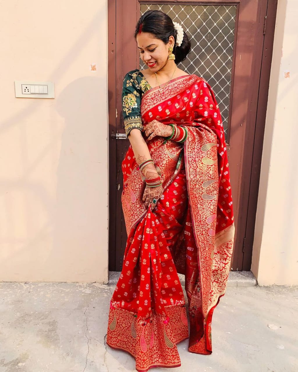 Assemblage Red Soft Banarasi Silk Saree With Demesne Two Blouse Piece