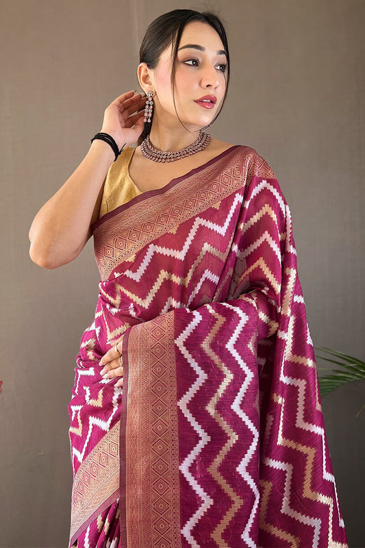 Breathtaking Purple Cotton Silk Saree With Majesty Blouse Piece