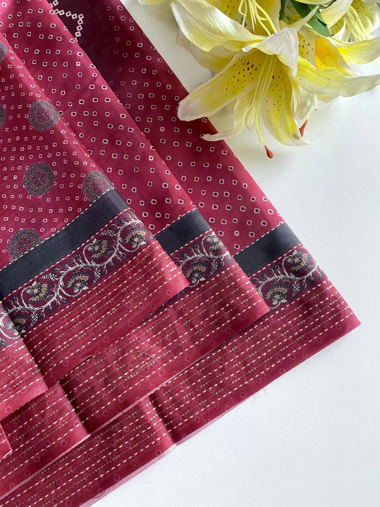 Majesty Maroon Embroidery Work Soft Silk Saree With Pleasant Blouse Piece
