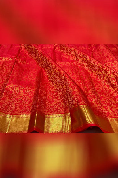 Dalliance Red Soft Banarasi Silk Saree With Panoply Blouse Piece