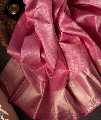 Stylish Pink Soft Silk Saree With Unique Pink Blouse Piece