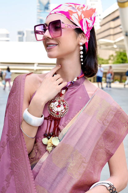 Beauteous Lavender Digital Printed Soft Silk Saree With Assemblage Blouse Piece