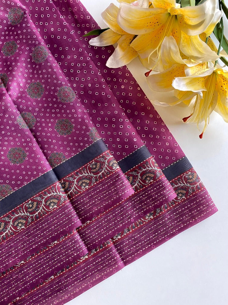 Intricate Magenta Embroidery Work Soft Silk Saree With EngrossingBlouse Piece
